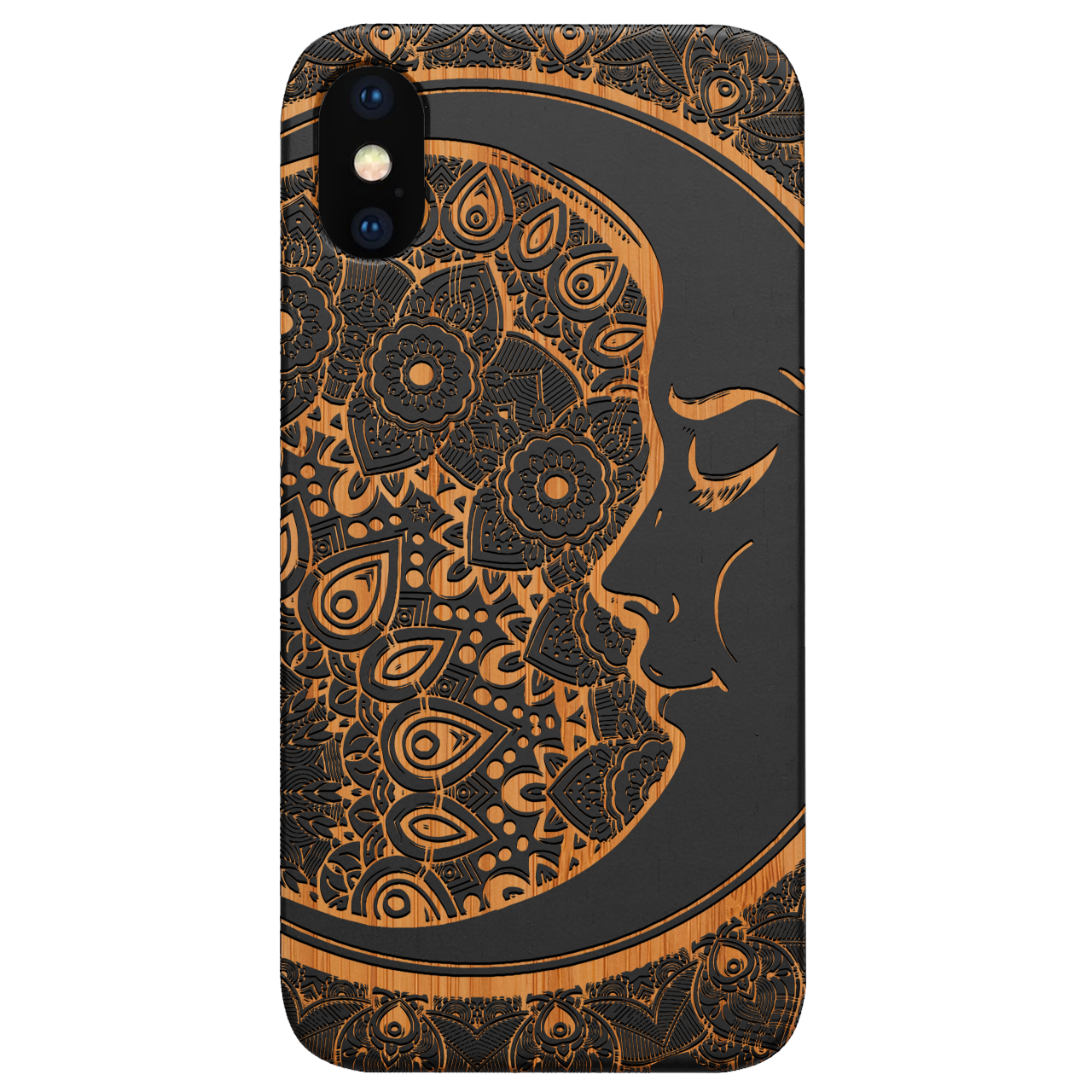 Moon Mandala - Engraved Wood Phone Case