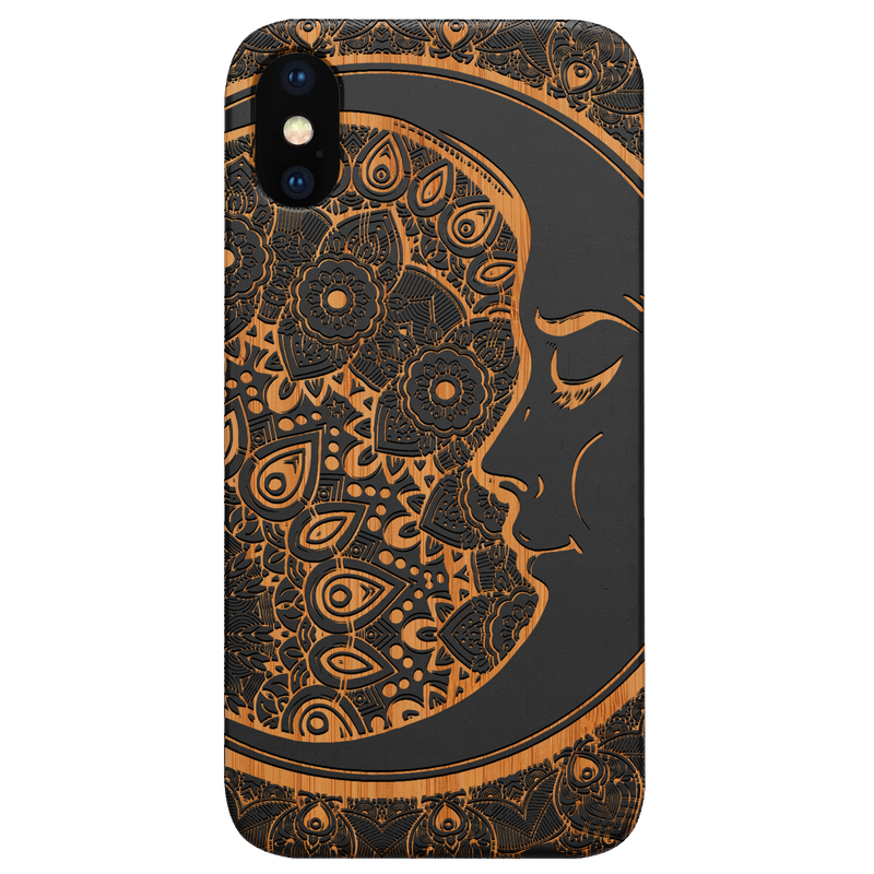 Moon Mandala - Engraved Wood Phone Case