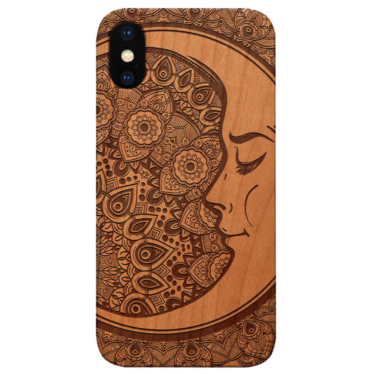 Moon Mandala - Engraved Wood Phone Case