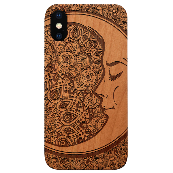 Moon Mandala - Engraved Wood Phone Case