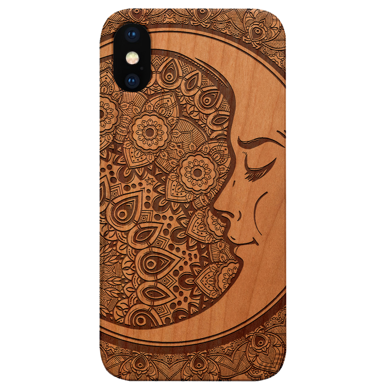 Moon Mandala - Engraved Wood Phone Case