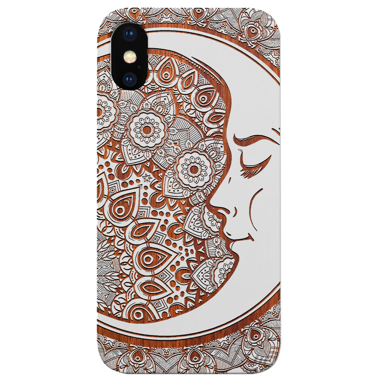 Moon Mandala - Engraved Wood Phone Case
