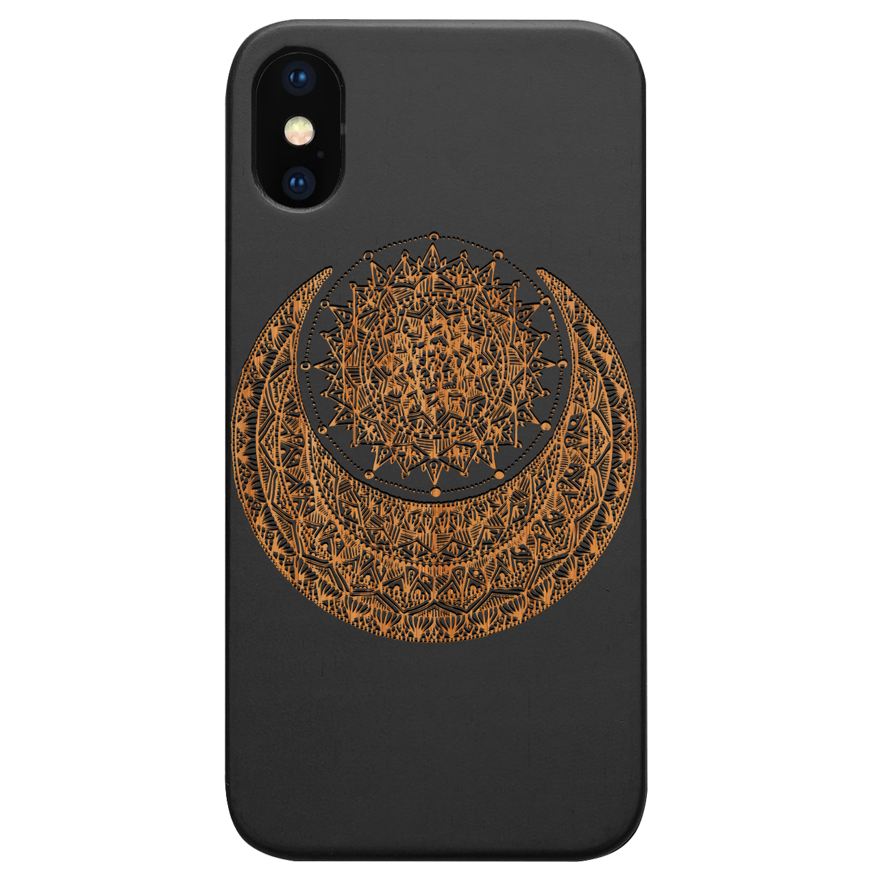 Moon With Sun - Engraved Wood Phone Case