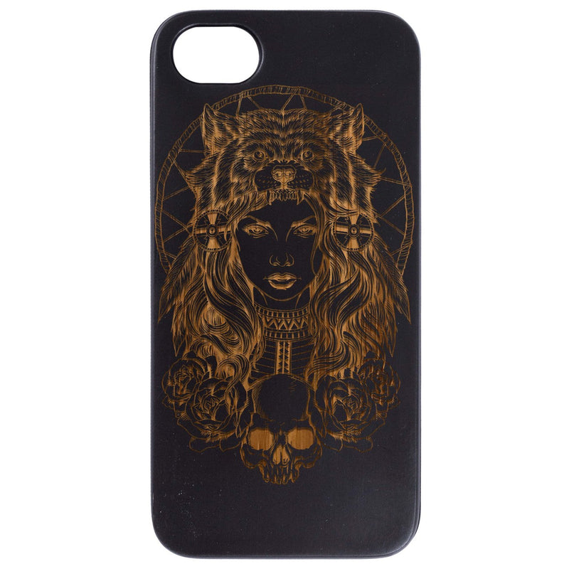 Native American Girl - Engraved Wood Phone Case