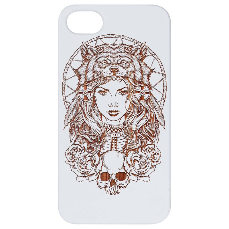 Native American Girl - Engraved Wood Phone Case