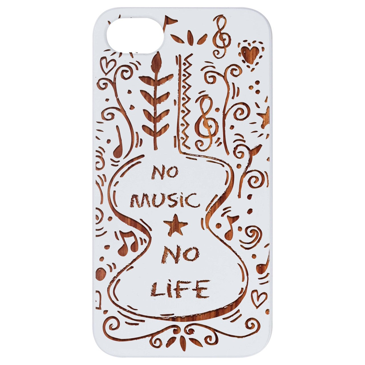 No Music No Life - Engraved Wood Phone Case