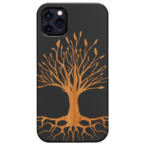 Tree with Root - Engraved Wood Phone Case