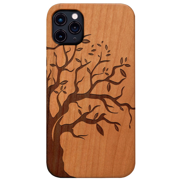 Half Tree 2 - Engraved Wood Phone Case