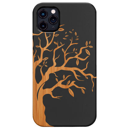 Half Tree 2 - Engraved Wood Phone Case
