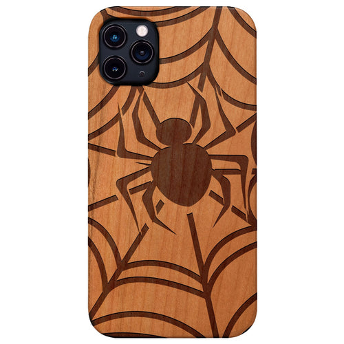 Spider Engraved Wood Phone Case