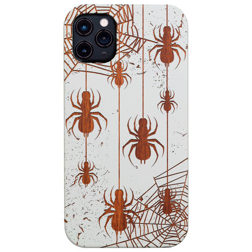 Hanging Spider - Engraved Wood Phone Case