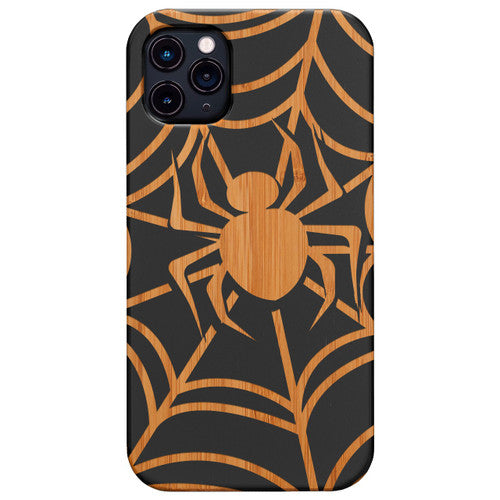 Spider Web - Engraved Wood Phone Case