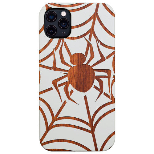 Spider Web - Engraved Wood Phone Case