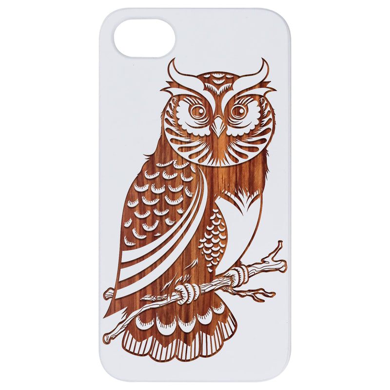 Owl 2 - Engraved Wood Phone Case