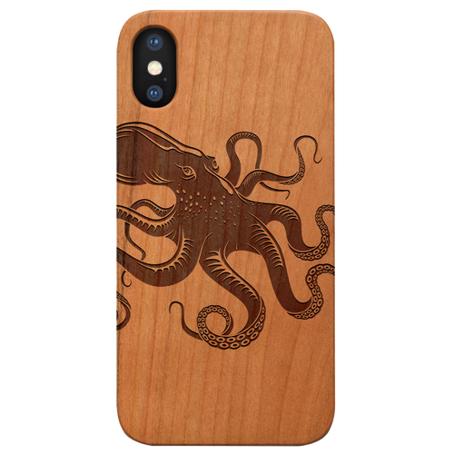 Octopus Engraved Wood Phone Case