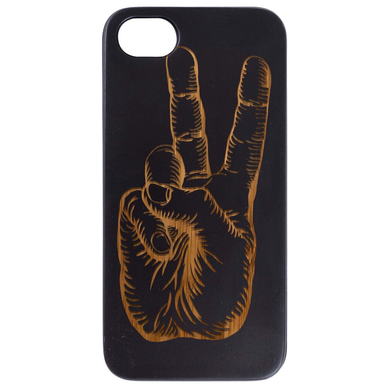 Peace Hand - Engraved Wood Phone Case
