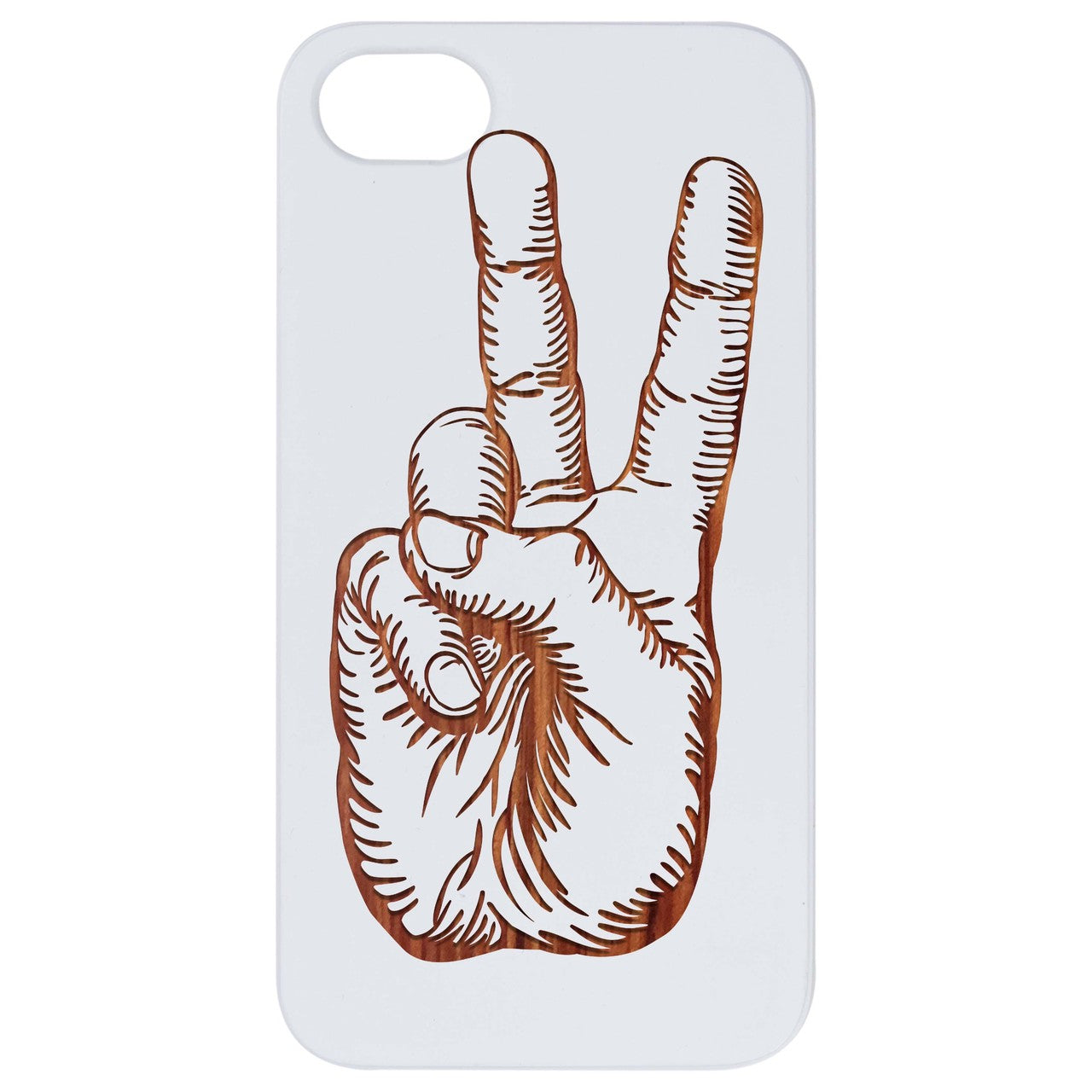 Peace Hand - Engraved Wood Phone Case