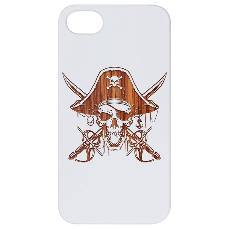 Pirate Skull - Engraved Wood Phone Case