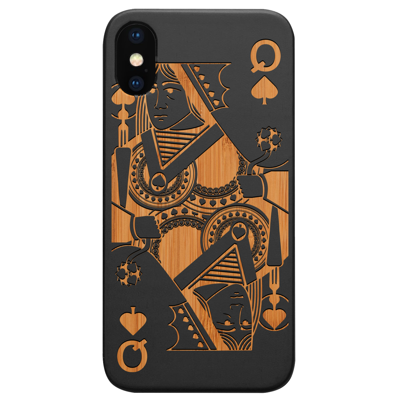 Queen Of Spades - Engraved Wood Phone Case