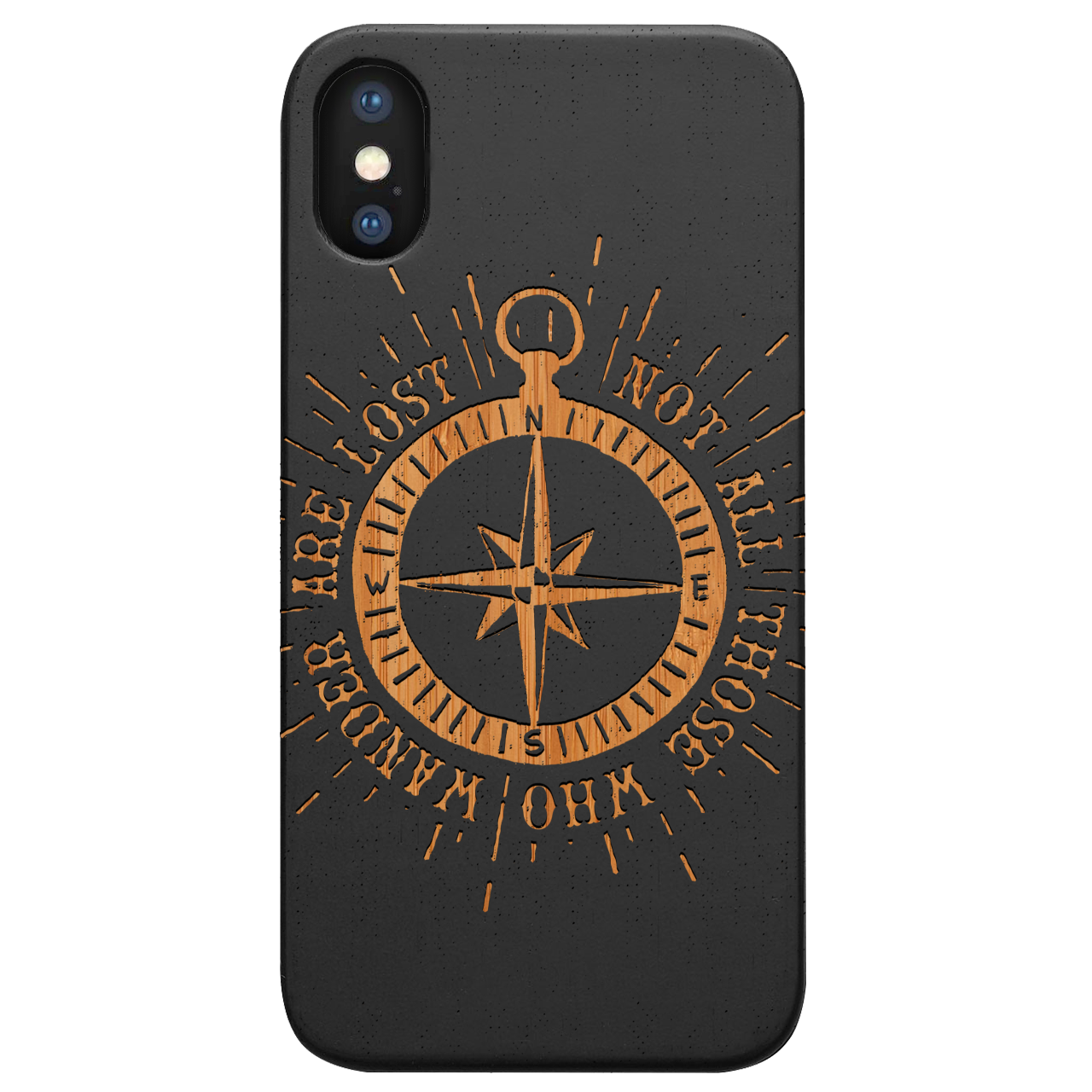 Retro Compass - Engraved Wood Phone Case