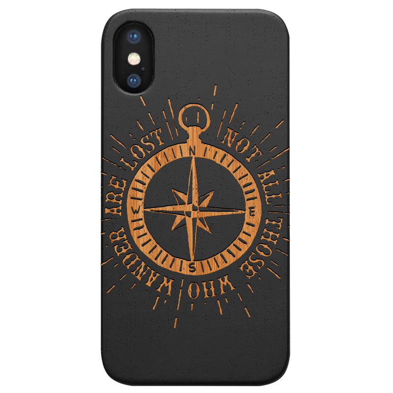 Retro Compass - Engraved Wood Phone Case