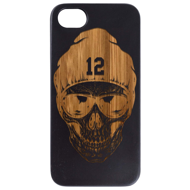 Skull with Hat - Engraved Wood Phone Case