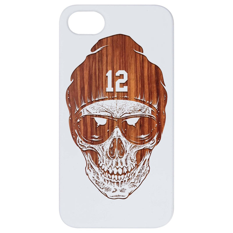 Skull with Hat - Engraved Wood Phone Case