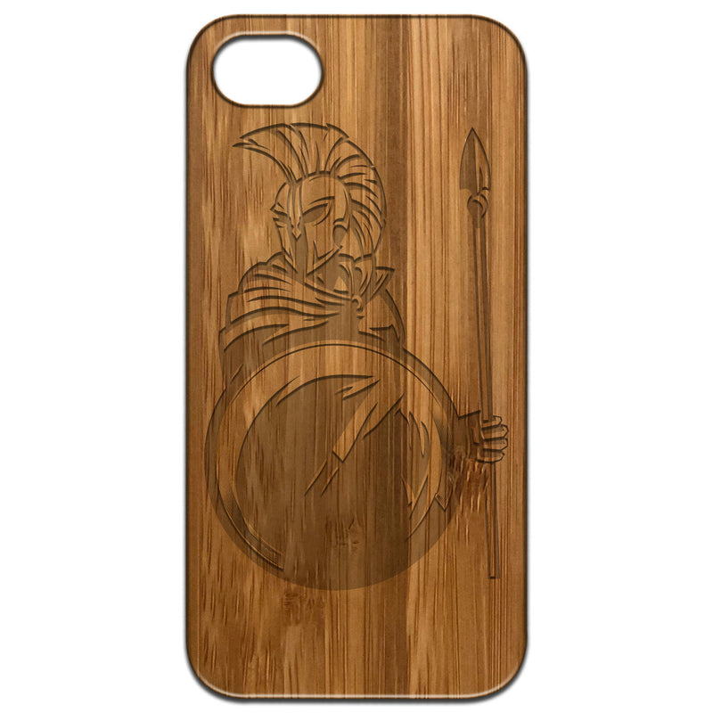 Spartan Warrior - Engraved Wood Phone Case