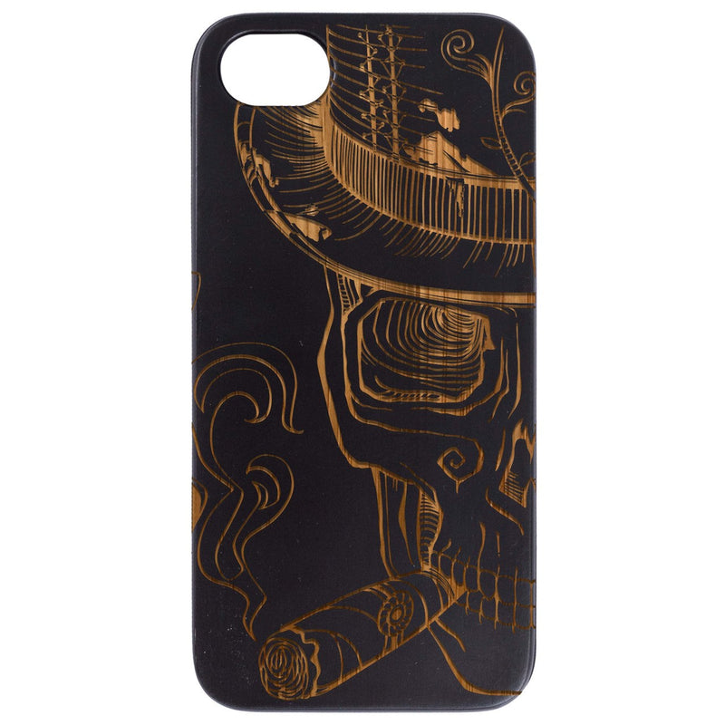 Smoking Sugar Skull - Engraved Wood Phone Case