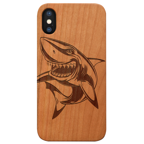 Shark Engraved Wood Phone Case