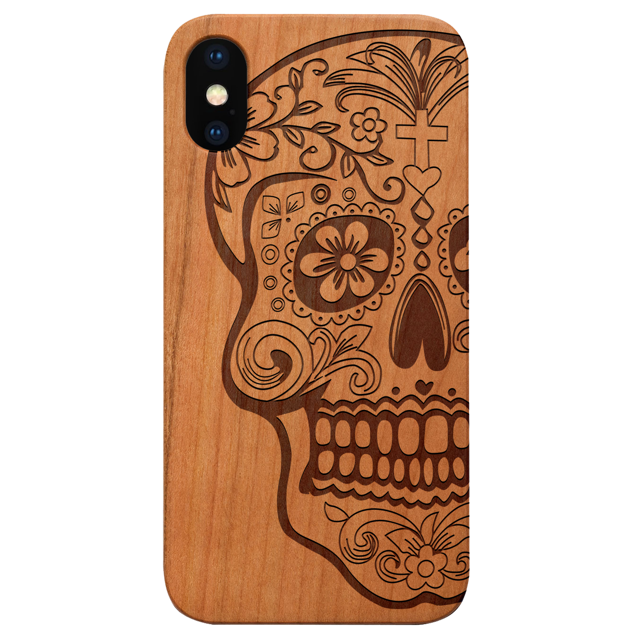 Skull Christ - Engraved Wood Phone Case