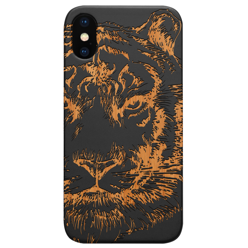 Tiger Face 1 - Engraved Wood Phone Case