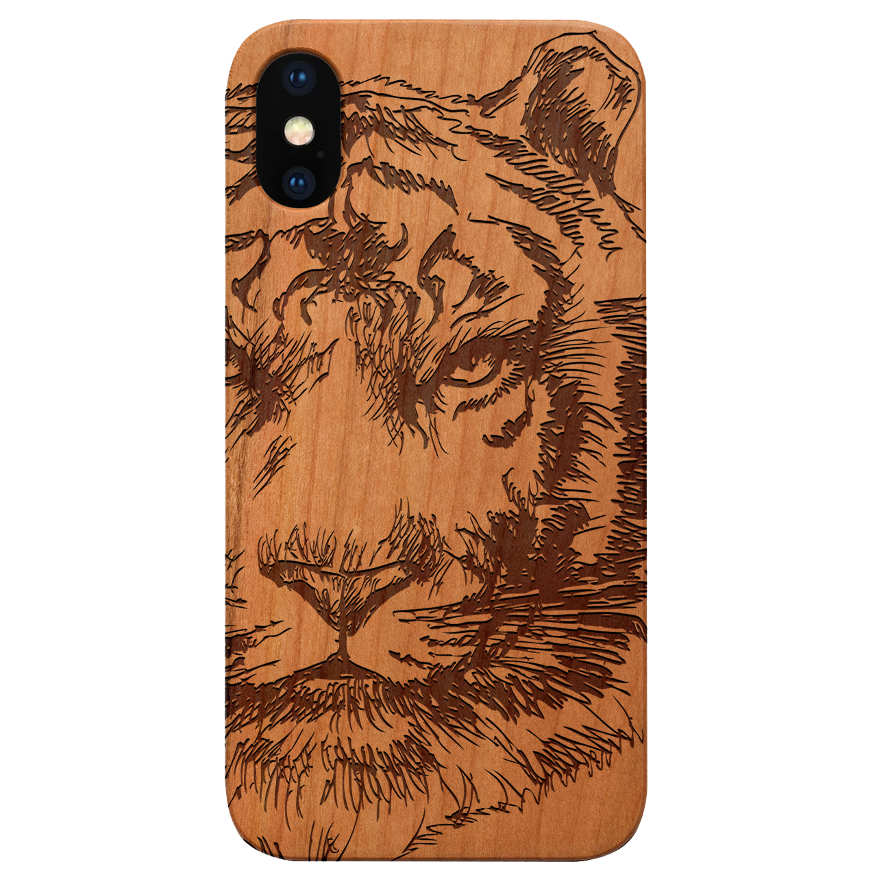 Tiger Face 1 - Engraved Wood Phone Case
