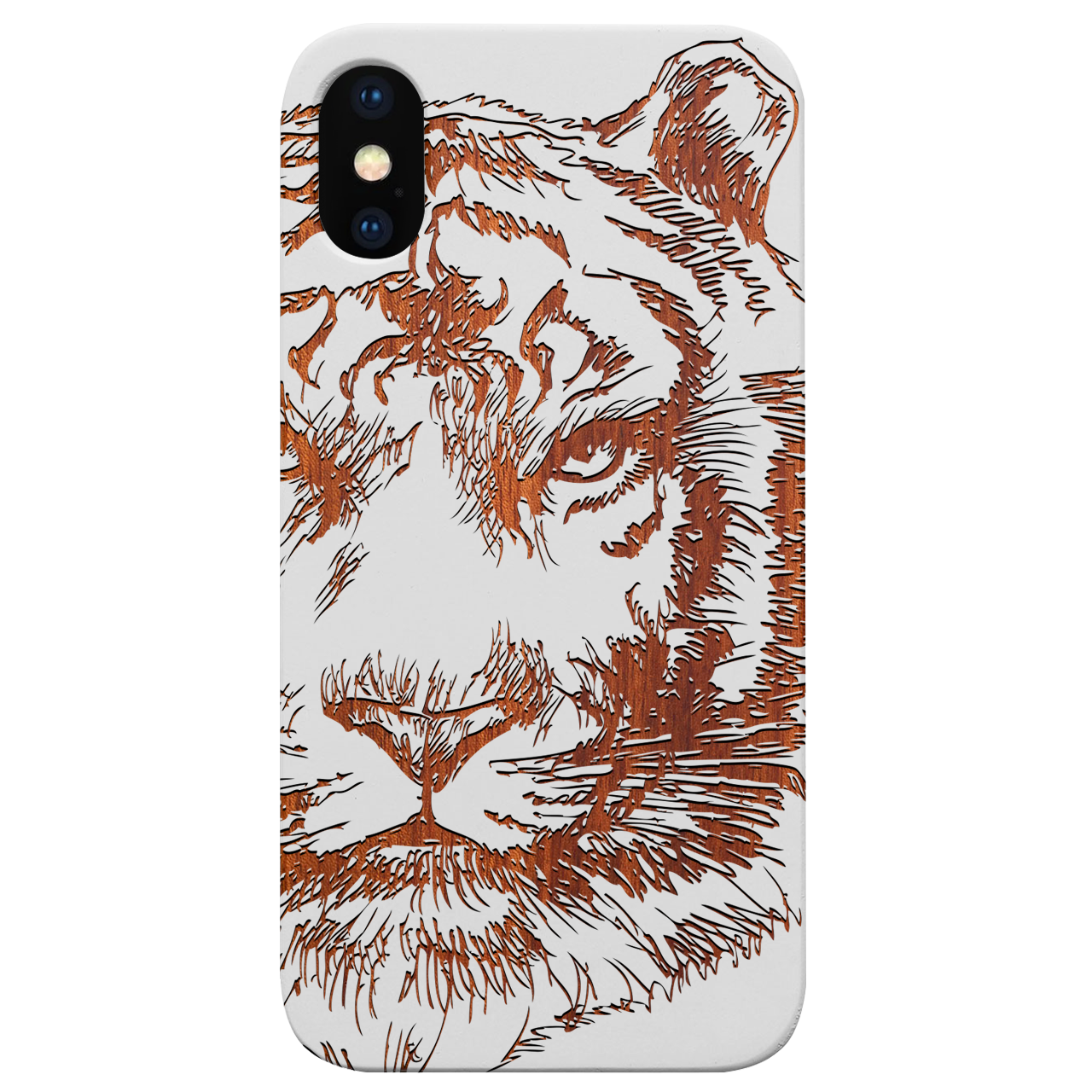 Tiger Face 1 - Engraved Wood Phone Case