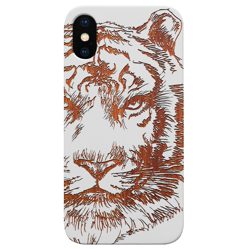 Tiger Face 1 - Engraved Wood Phone Case