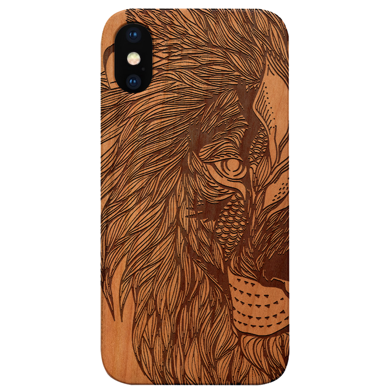 Tribal Lion - Engraved Wood Phone Case