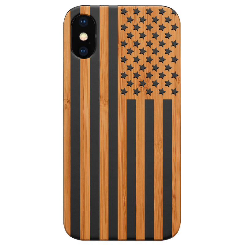 USA Flag - Engraved Wood Phone Case