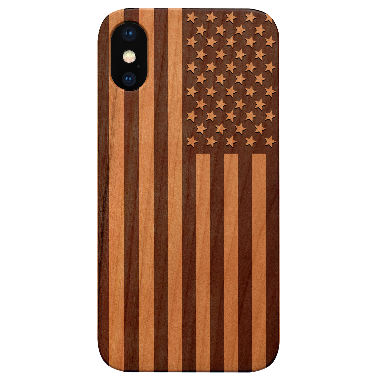 USA Flag - Engraved Wood Phone Case