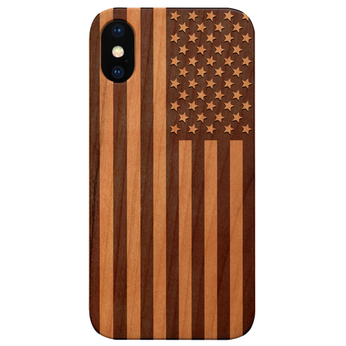 USA Flag - Engraved Wood Phone Case