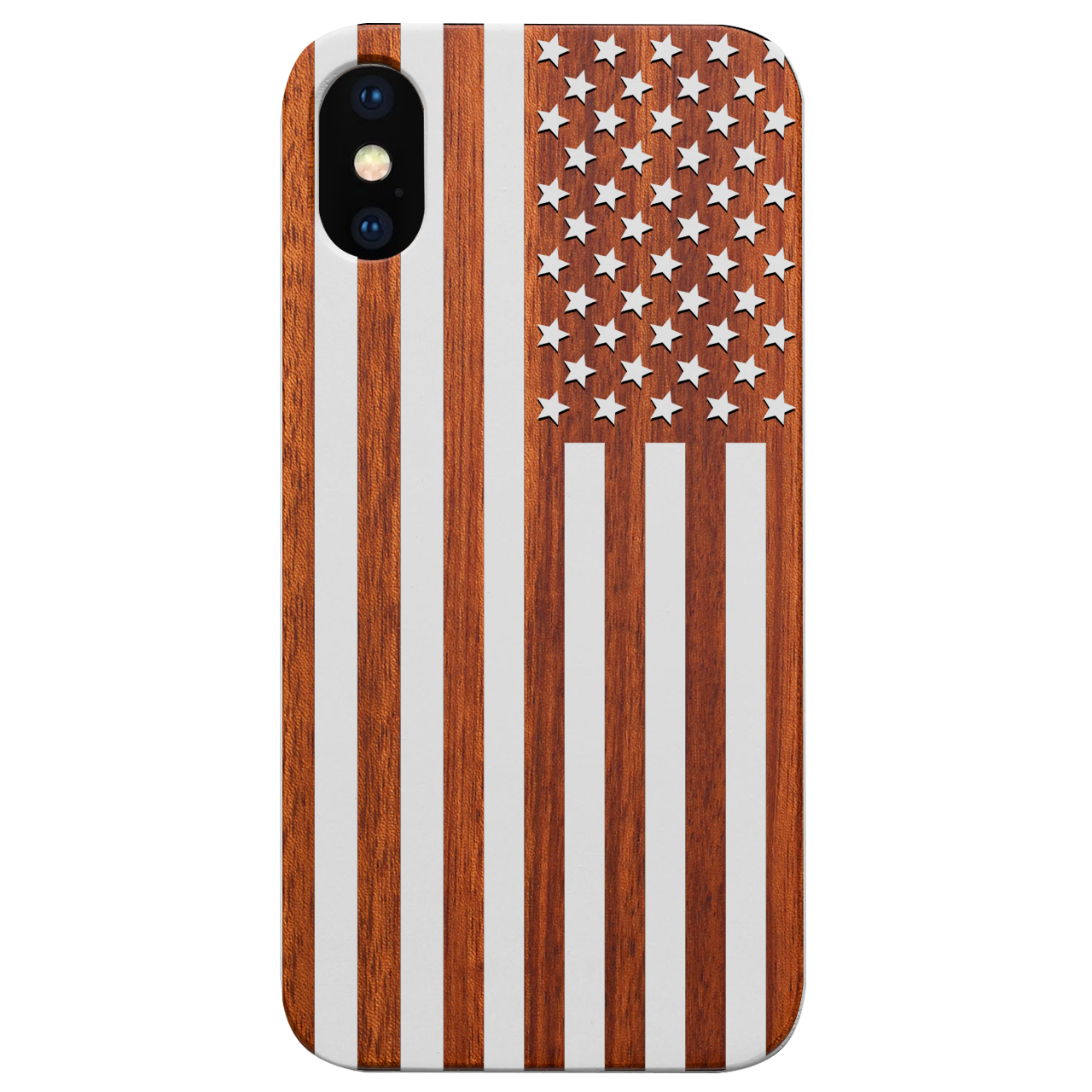 USA Flag - Engraved Wood Phone Case