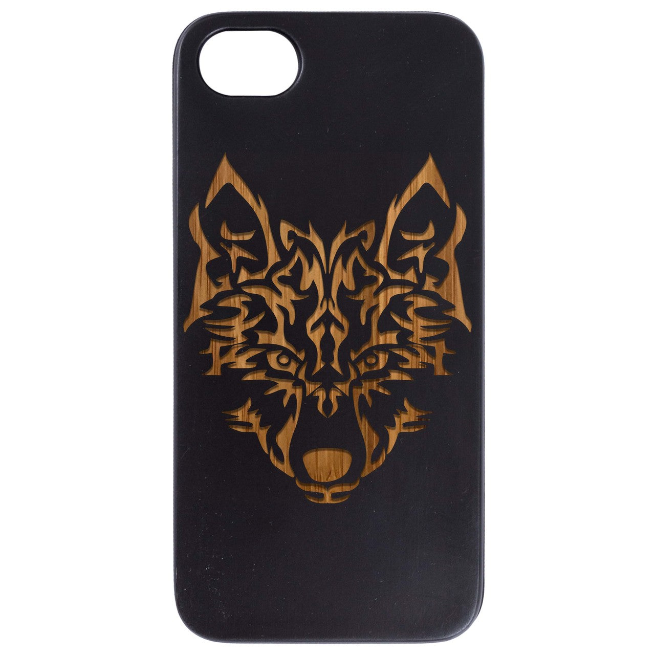 Wolf Head - Engraved Wood Phone Case