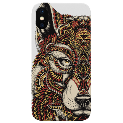 Wolf Face Half - UV Color Printed Wood Phone Case