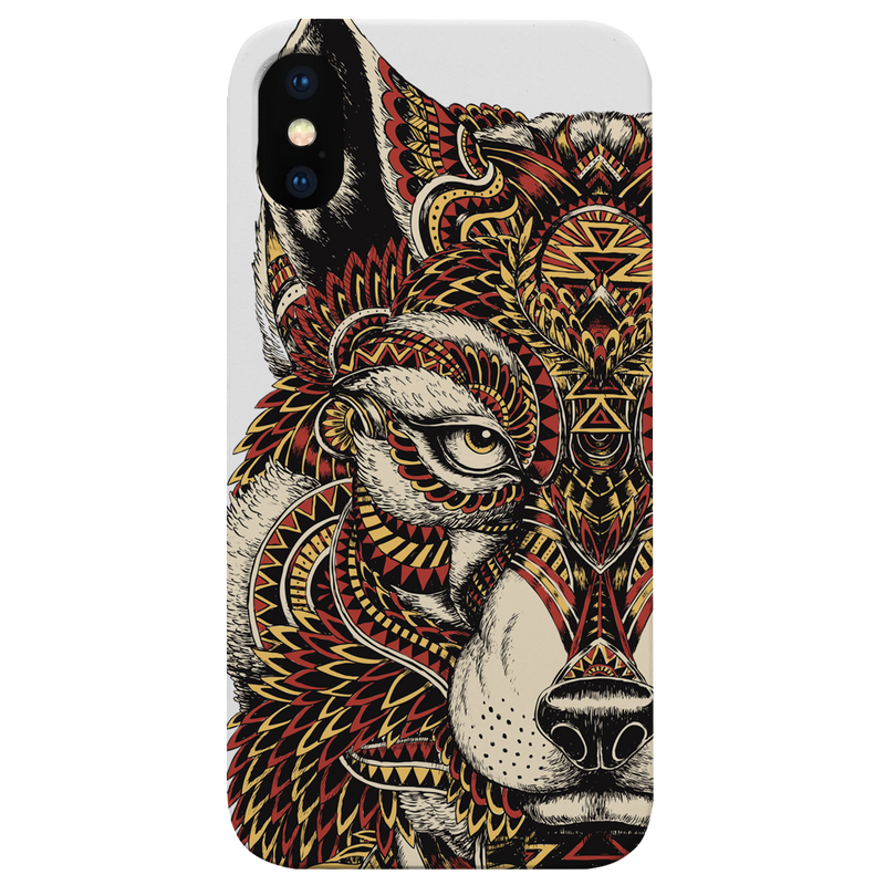 Wolf Face Half - UV Color Printed Wood Phone Case