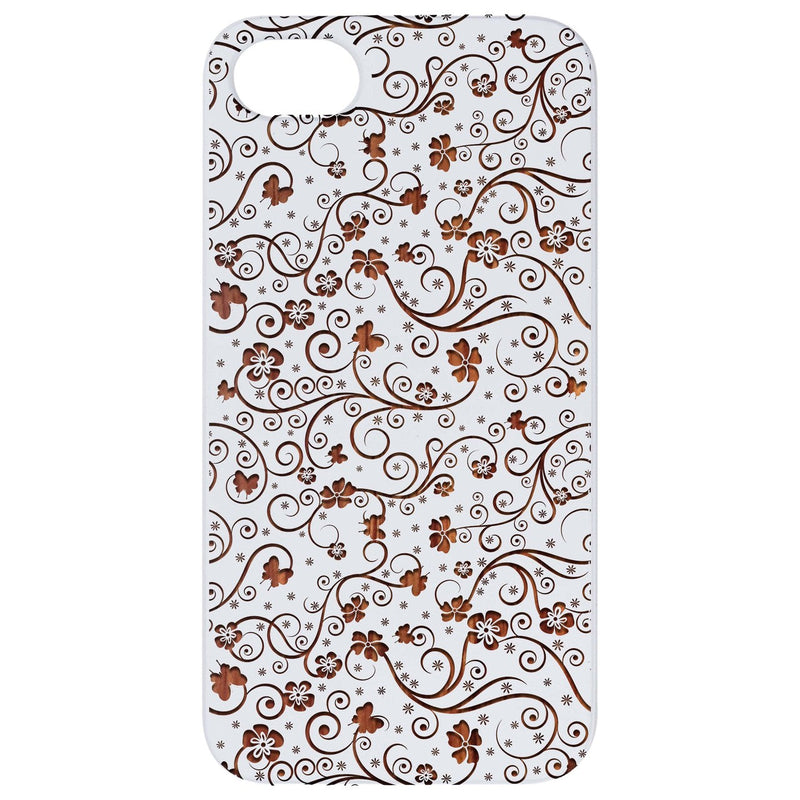 Flower Pattern - Engraved Wood Phone Case