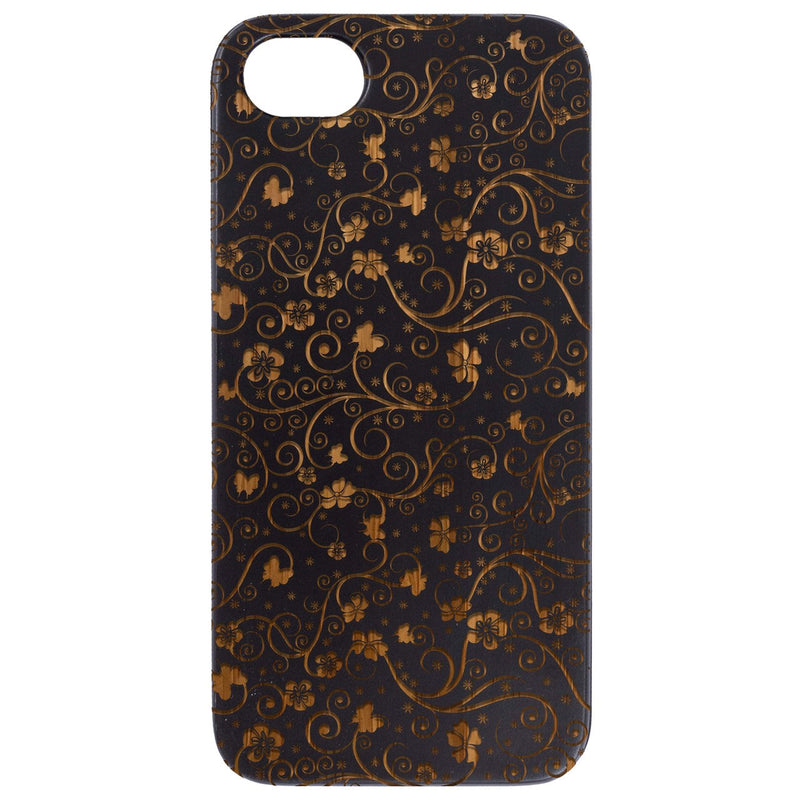 Flower Pattern - Engraved Wood Phone Case