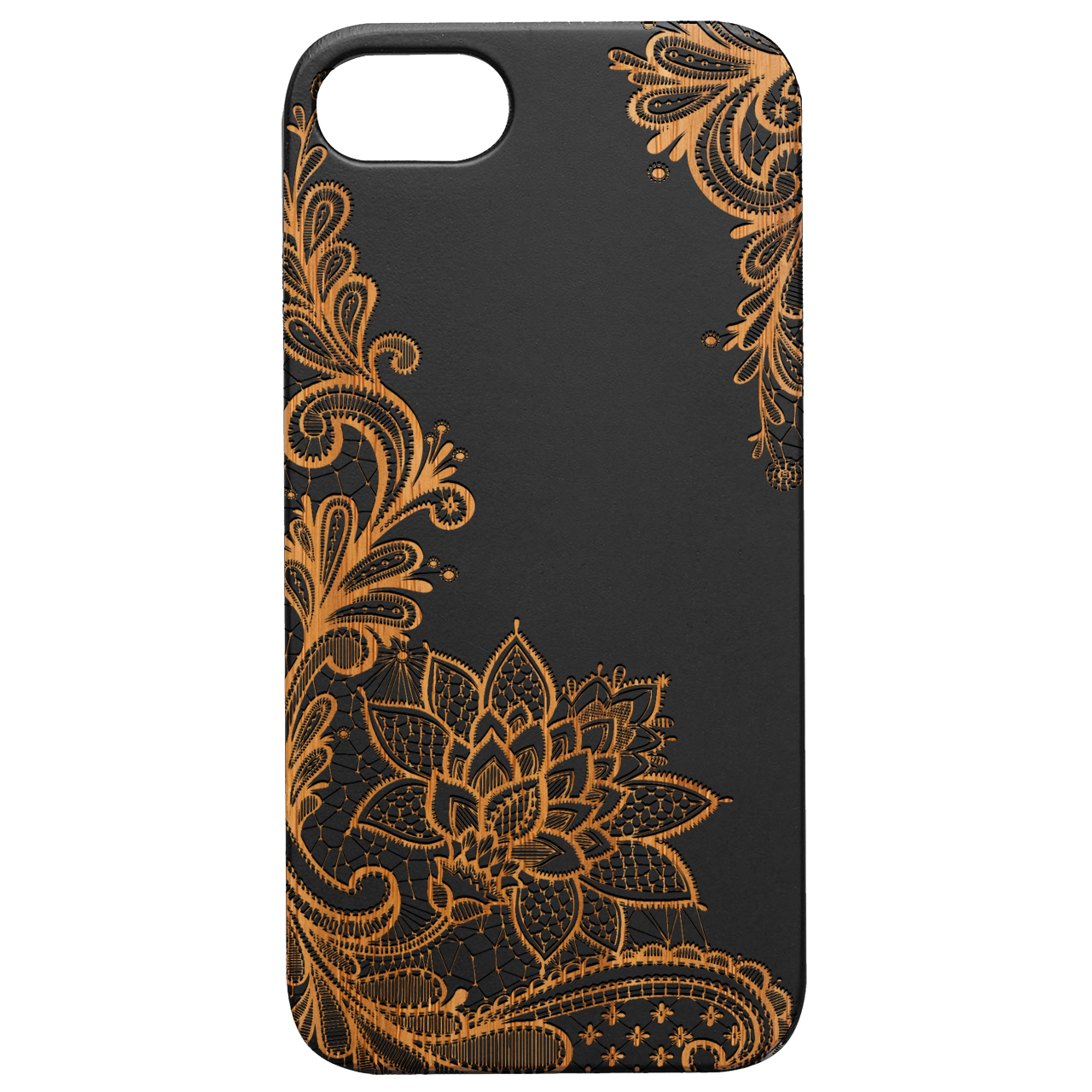 Flowers Frame - Engraved Wood Phone Case