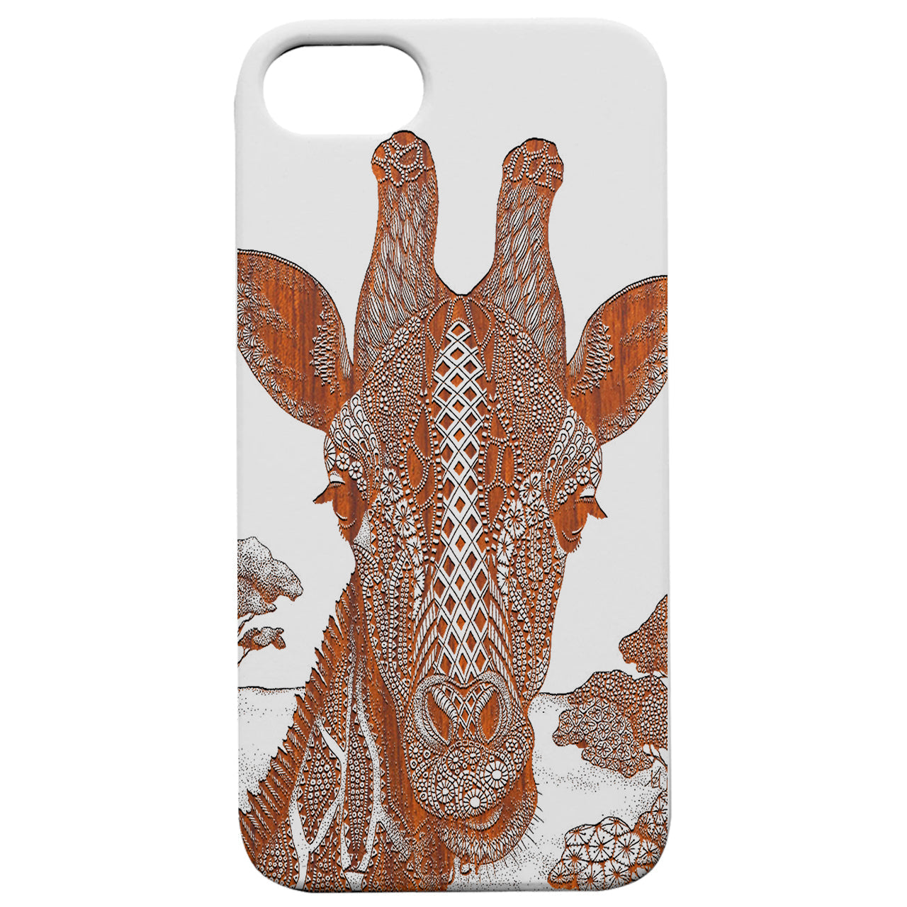 Giraffe Mandala - Engraved Wood Phone Case
