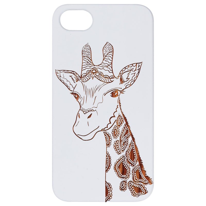 Giraffe Head - Engraved Wood Phone Case