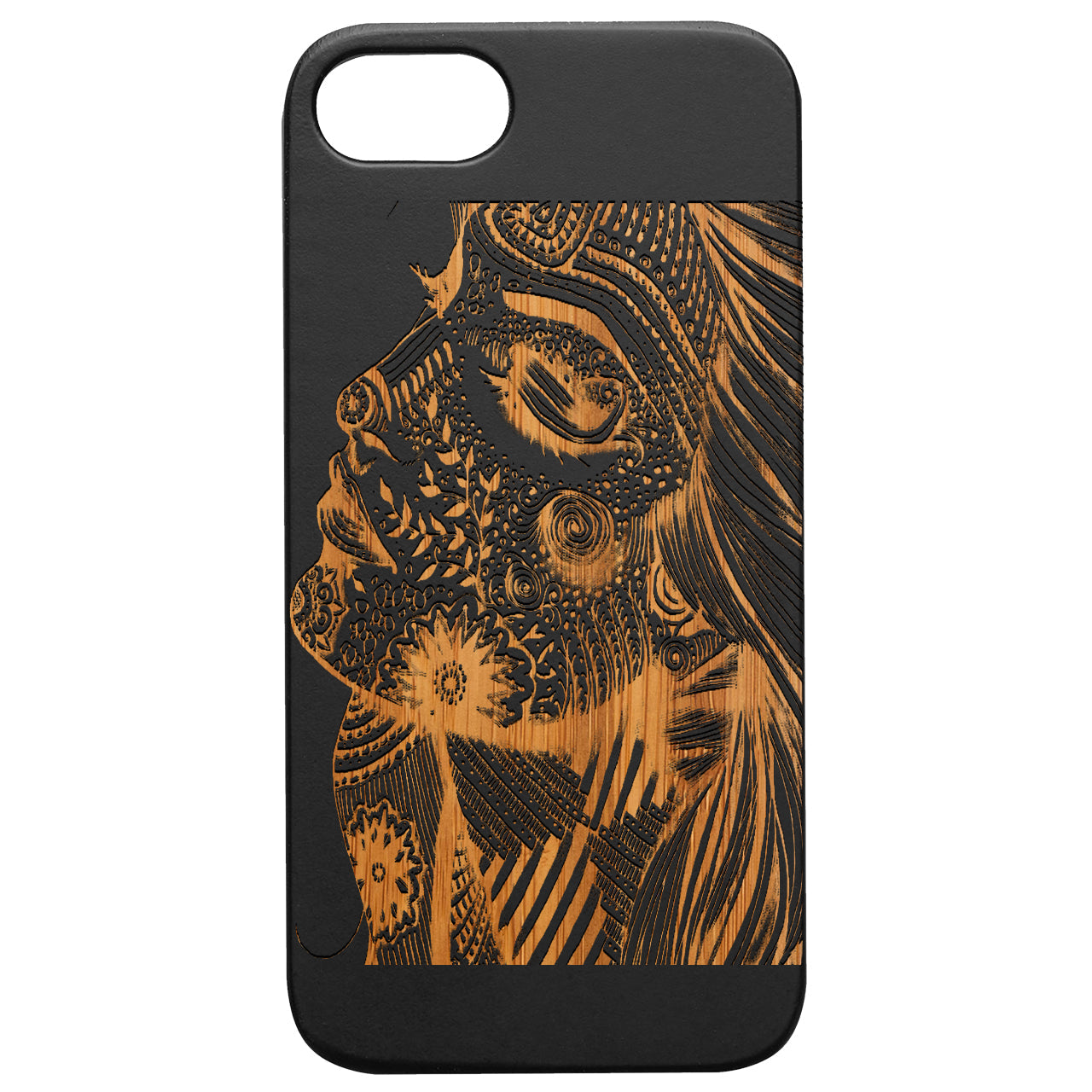 Girl Face 2 - Engraved Wood Phone Case