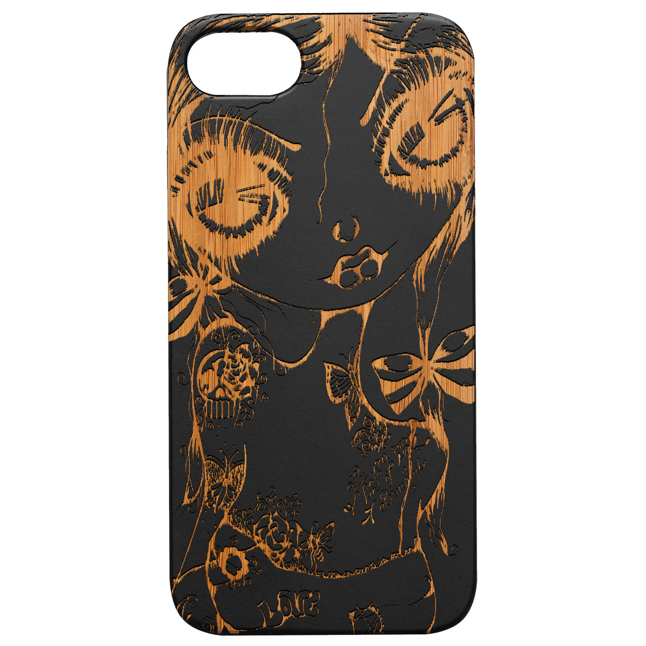 Girl Tattoo - Engraved Wood Phone Case